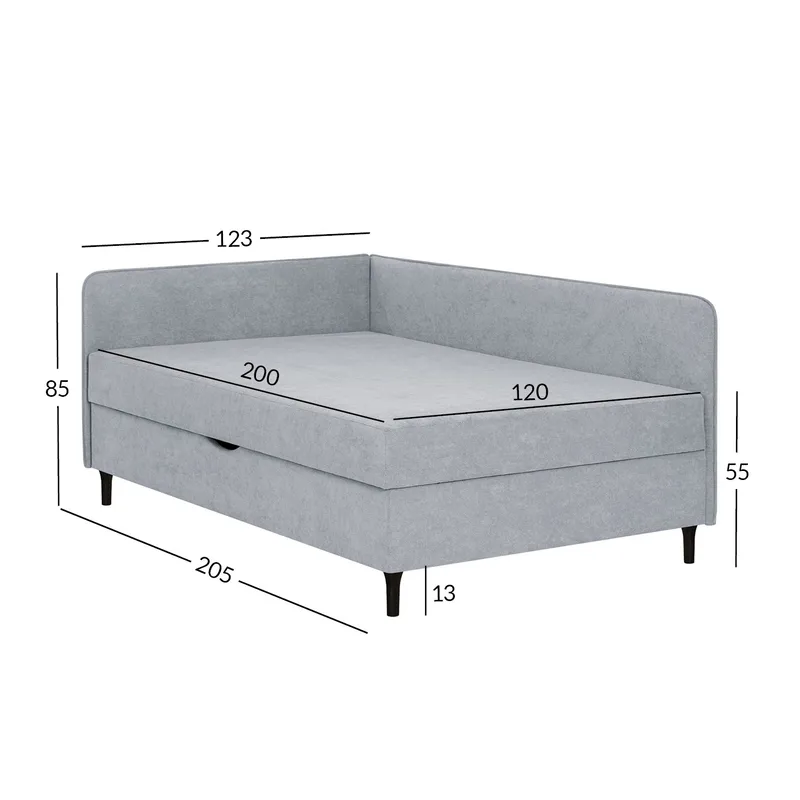 Säng Henriette 120x200 cm, med förvaring 120x40x75 cm, Melamin med ekbark - Grå - Möbler - Säng - Enkelsäng