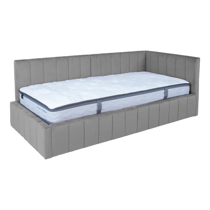 Säng Jasper 90x200 cm med madrass Harmony Duo 80x40xh85 cm, melamin med ekbark - grå - Möbler - Säng - Komplett sängpaket