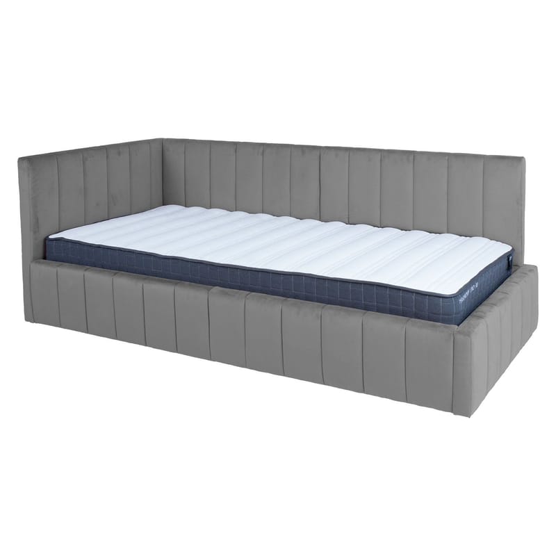 Säng Jasper 90x200 cm med madrass Harmony Uno 106x40xh76 cm, Ek, grå