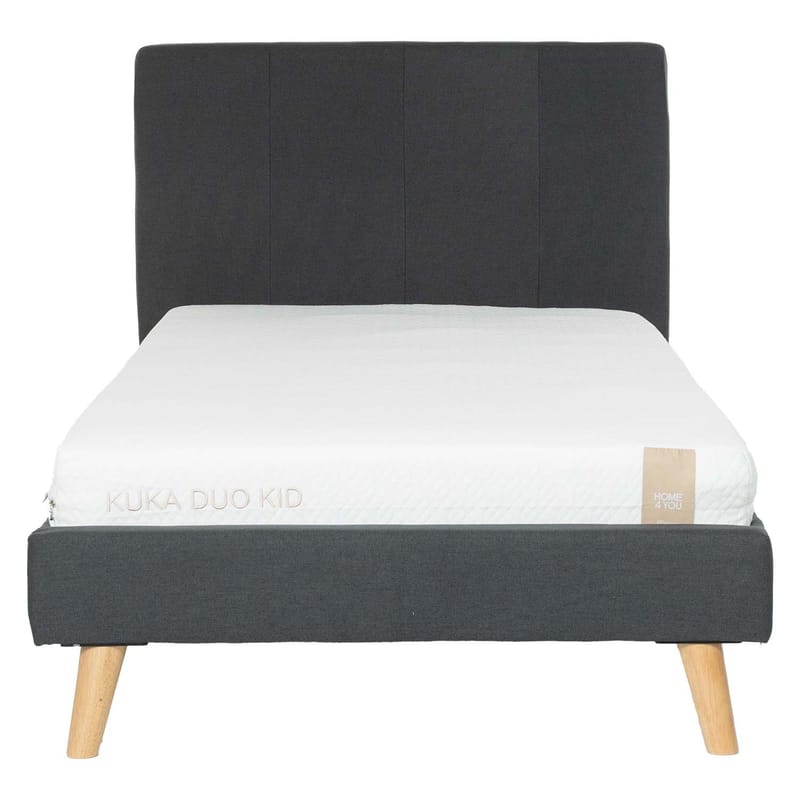 Säng Juno 90x200 cm med madrass Kuka Duo Kid - Grå - Möbler - Säng - Komplett sängpaket