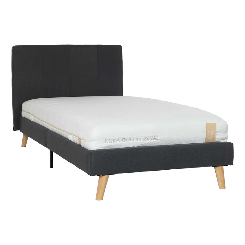 Säng Juno 90x200 cm med madrass Kukka Duo 11 zoner, Grå