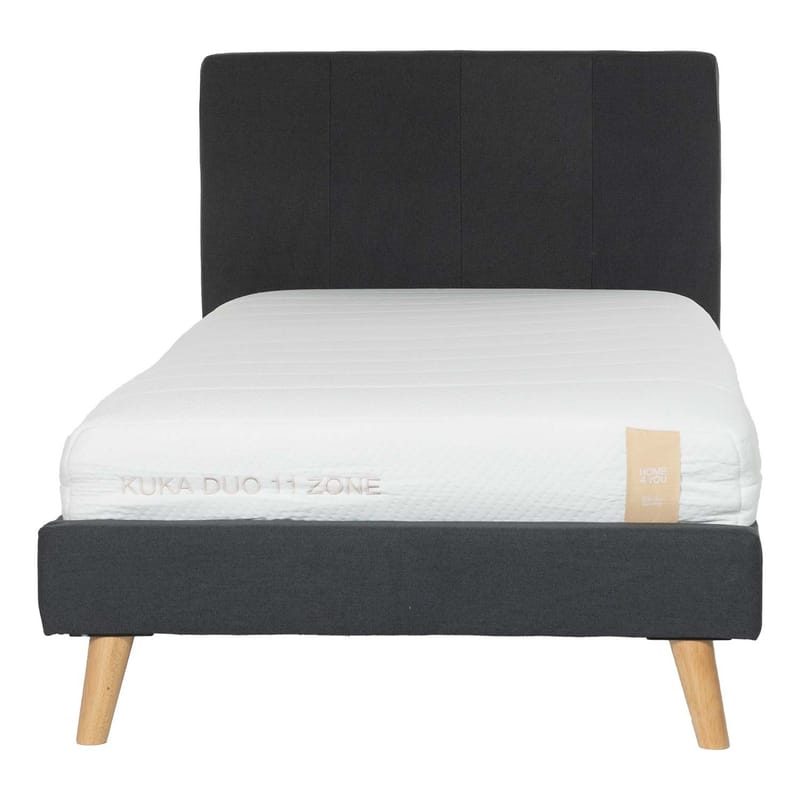 Säng Juno 90x200 cm med madrass Kukka Duo 11 zoner - Grå - Möbler - Säng - Komplett sängpaket
