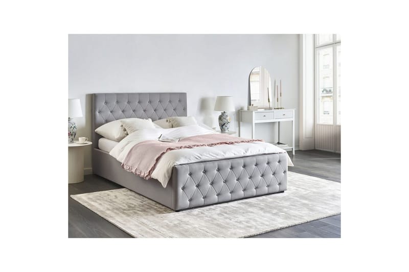 Säng med förvaring Amiens - Grå, 140x200 cm - Möbler - Säng - Sängram & sängstomme
