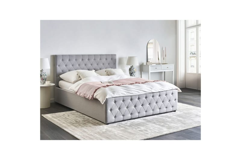 Säng med förvaring Amiens - Ljusgrå, 160x200 cm - Möbler - Säng - Sängram & sängstomme