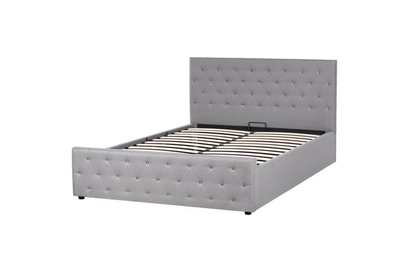 Säng med förvaring Amiens - Ljusgrå, 160x200 cm - Möbler - Säng - Sängram & sängstomme