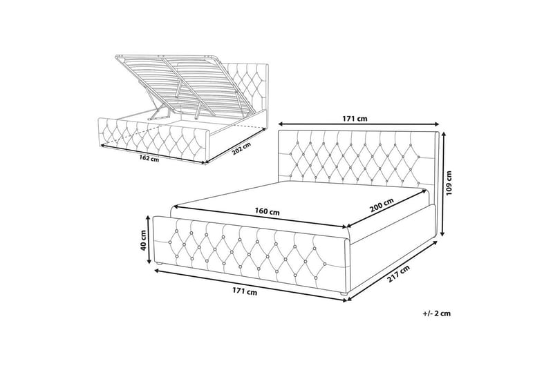 Säng med förvaring Amiens - Ljusgrå, 160x200 cm - Möbler - Säng - Sängram & sängstomme