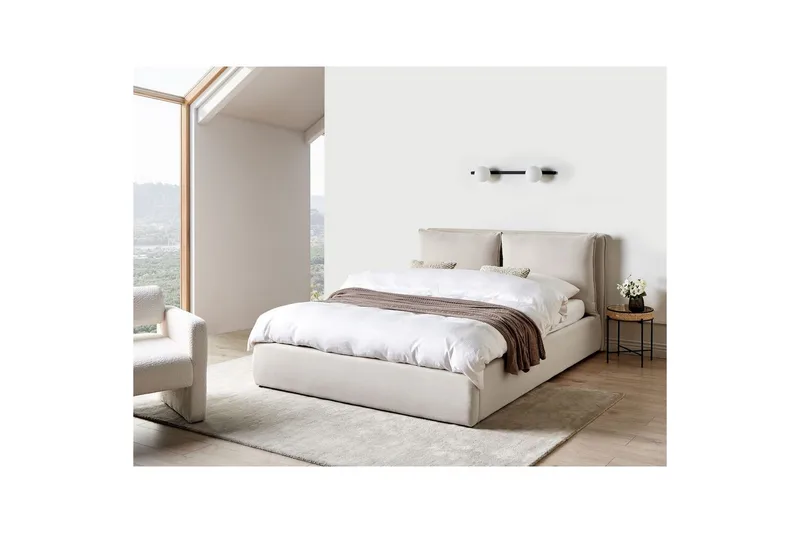 Säng med förvaring Bajonna - Beige, 160x200 cm - Möbler - Säng - Sängram & sängstomme