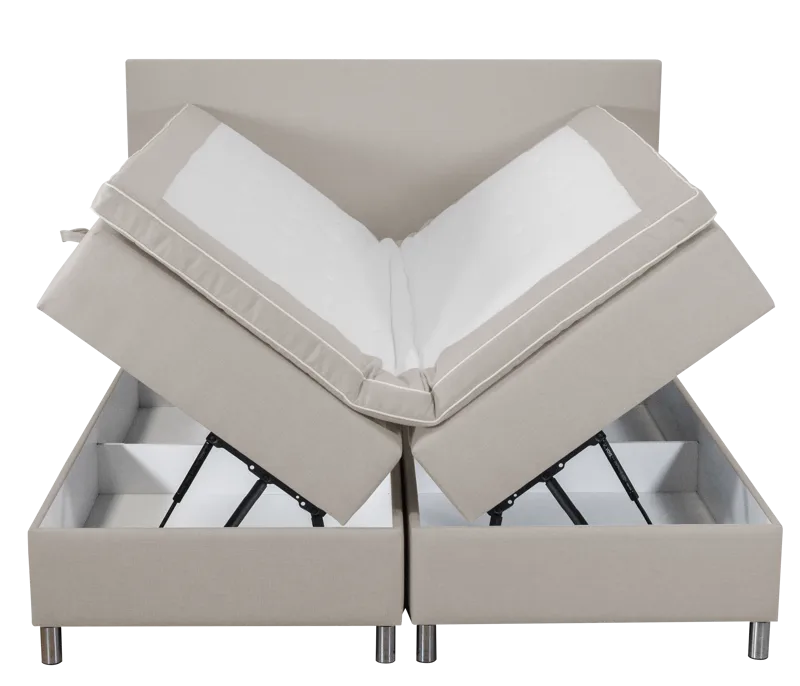 Säng med förvaring beige 160x200 cm - beige - Möbler - Säng - Kontinentalsäng