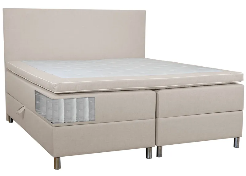 Säng med förvaring beige boxbed 180x200 cm - Beige - Möbler - Säng - Kontinentalsäng