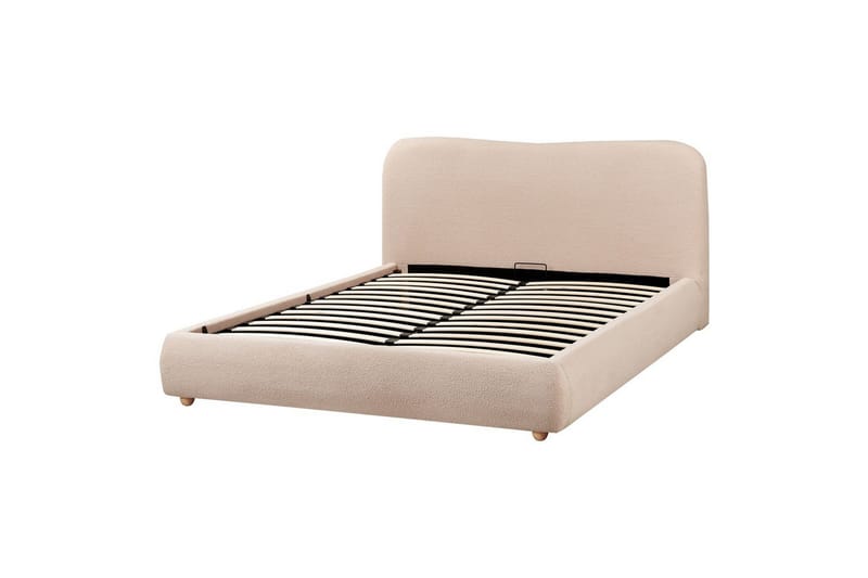 Säng med förvaring Blagnac - Beige/Bouclé, 160x200 cm - Möbler - Säng - Sängram & sängstomme
