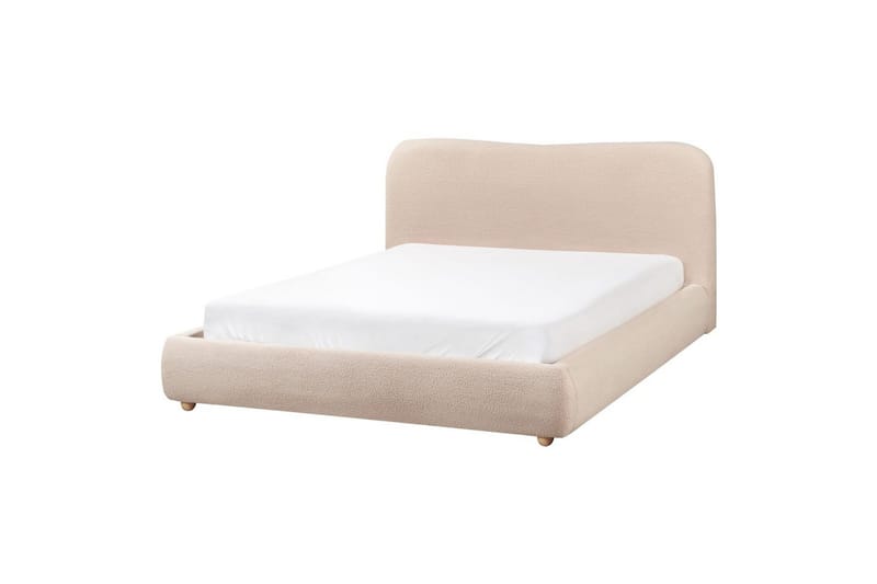 Säng med förvaring Blagnac - Beige/Bouclé, 160x200 cm - Möbler - Säng - Sängram & sängstomme