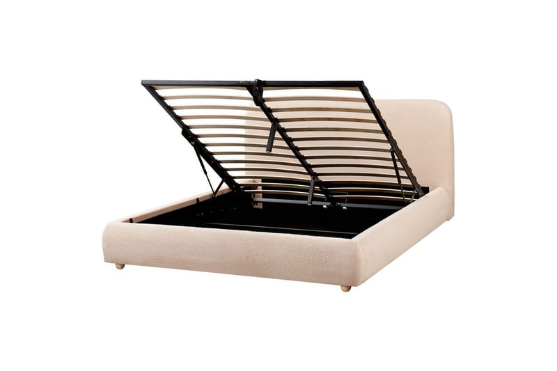 Säng med förvaring Blagnac - Beige/Bouclé, 160x200 cm - Möbler - Säng - Sängram & sängstomme