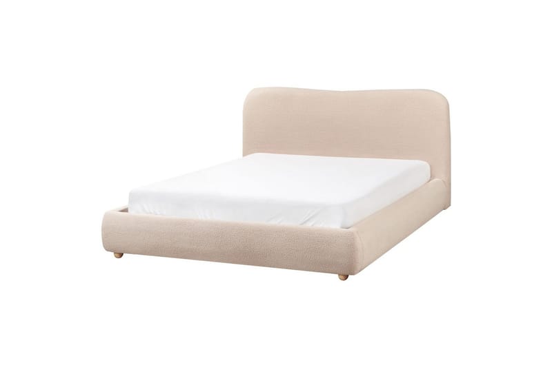 Säng med förvaring Blagnac - Beige/Bouclé, 160x200 cm - Möbler - Säng - Sängram & sängstomme