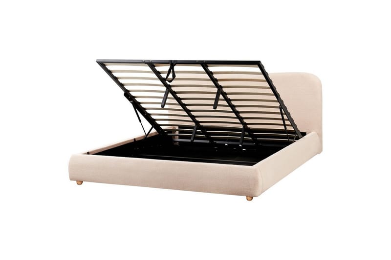 Säng med förvaring Blagnac - Beige/Bouclé, 180x200 cm - Möbler - Säng - Sängram & sängstomme