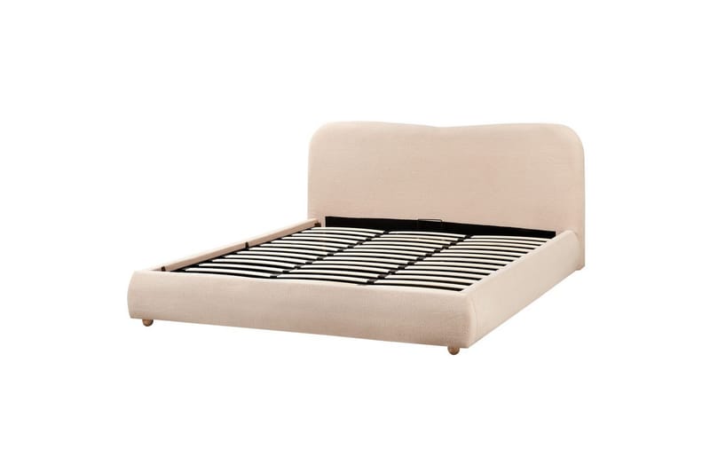 Säng med förvaring Blagnac - Beige/Bouclé, 180x200 cm - Möbler - Säng - Sängram & sängstomme