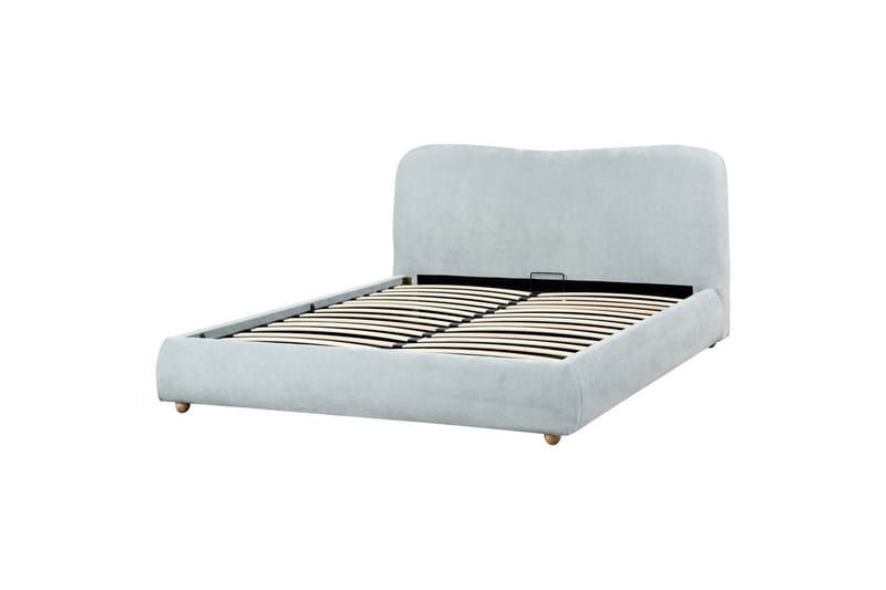 Säng med förvaring Blagnac - Blå/Polyester, 160x200 cm - Möbler - Säng - Sängram & sängstomme