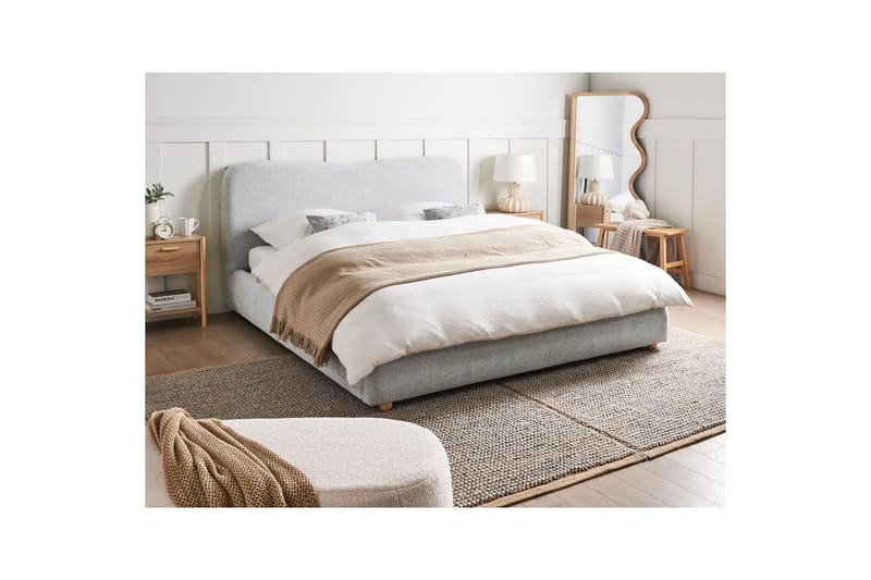 Säng med förvaring Blagnac - Grå/Polyester, 160x200 cm - Möbler - Säng - Sängram & sängstomme