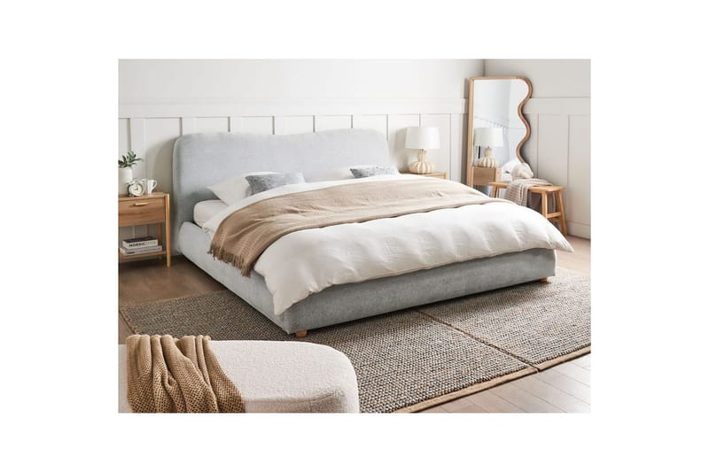 Säng med förvaring Blagnac - Grå/Polyester, 180x200 cm - Möbler - Säng - Sängram & sängstomme