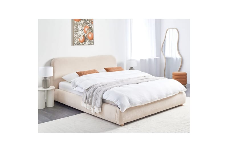 Säng med förvaring Blagnac - Ljusbeige/Bouclé, 180x200 cm - Möbler - Säng - Sängram & sängstomme