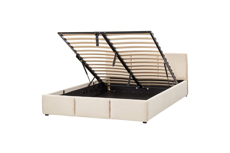 Säng med förvaring Bousse - Beige/Sammet, 160x200 cm - Möbler - Säng - Sängram & sängstomme
