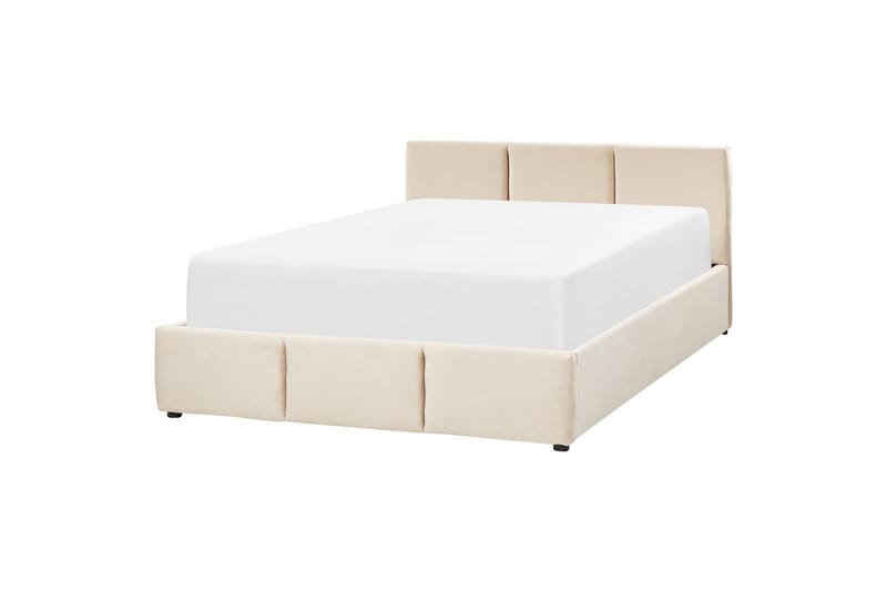 Säng med förvaring Bousse - Beige/Sammet, 160x200 cm - Möbler - Säng - Sängram & sängstomme