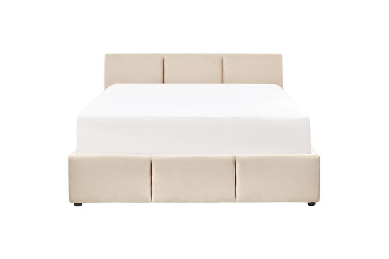 Säng med förvaring Bousse - Beige/Sammet, 160x200 cm - Möbler - Säng - Sängram & sängstomme
