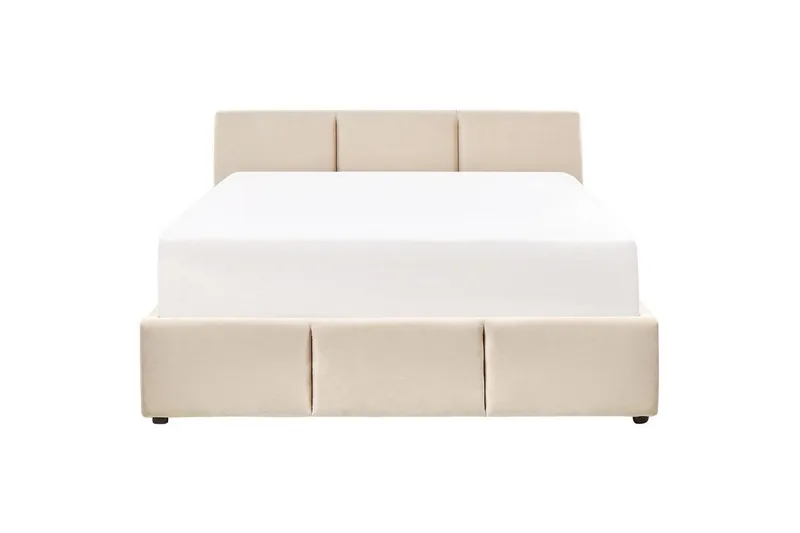 Säng med förvaring Bousse - Beige/Sammet, 160x200 cm - Möbler - Säng - Sängram & sängstomme
