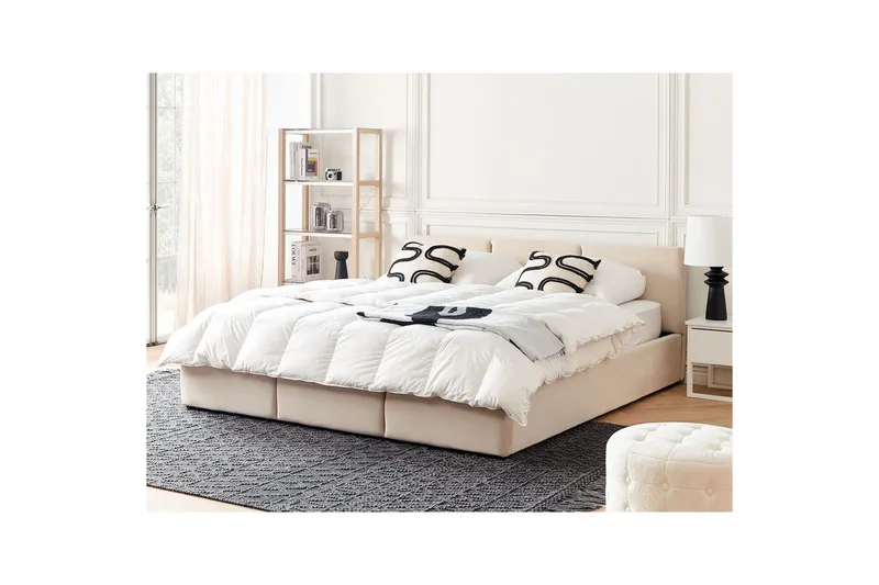 Säng med förvaring Bousse - Beige/Sammet, 180x200 cm - Möbler - Säng - Sängram & sängstomme