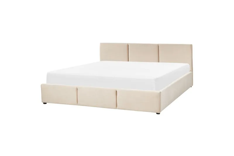 Säng med förvaring Bousse - Beige/Sammet, 180x200 cm - Möbler - Säng - Sängram & sängstomme