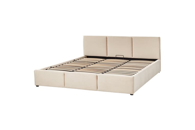 Säng med förvaring Bousse - Beige/Sammet, 180x200 cm - Möbler - Säng - Sängram & sängstomme
