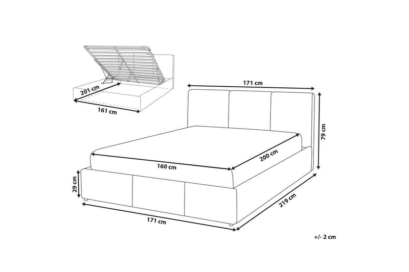 Säng med förvaring Bousse - Grå/Sammet, 160x200 cm - Möbler - Säng - Sängram & sängstomme