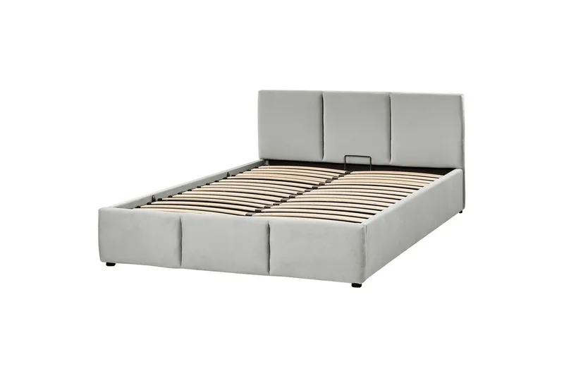 Säng med förvaring Bousse - Grå/Sammet, 160x200 cm - Möbler - Säng - Sängram & sängstomme