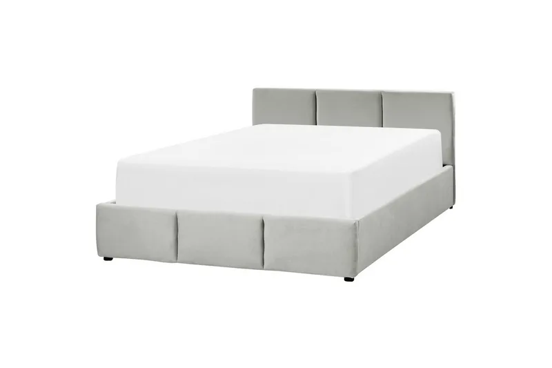 Säng med förvaring Bousse - Grå/Sammet, 160x200 cm - Möbler - Säng - Sängram & sängstomme