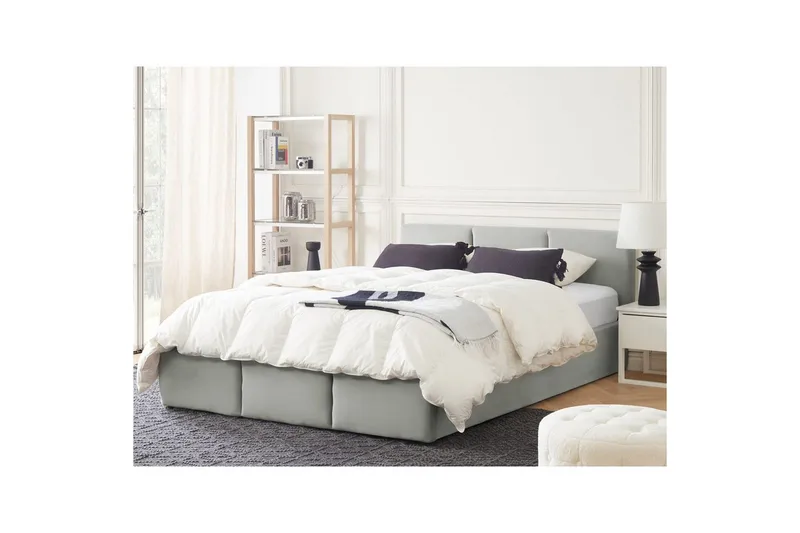 Säng med förvaring Bousse - Grå/Sammet, 160x200 cm - Möbler - Säng - Sängram & sängstomme
