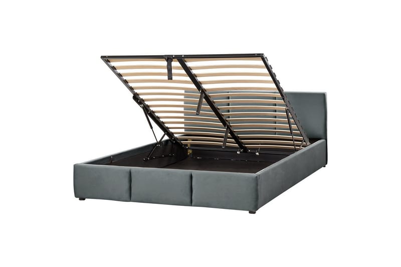 Säng med förvaring Bousse - Mörkgrå/Sammet, 160x200 cm - Möbler - Säng - Sängram & sängstomme