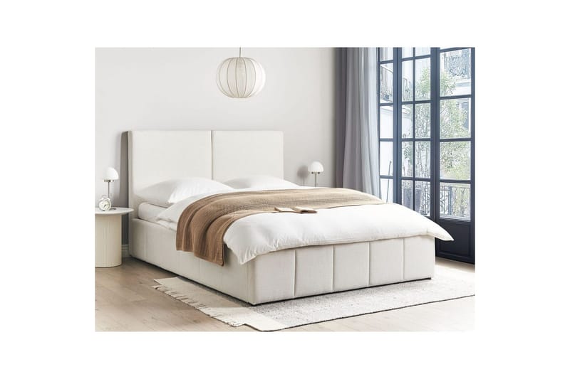 Säng med förvaring Castelnavet - Vit, Svart, 160x200 cm - Möbler - Säng - Sängram & sängstomme