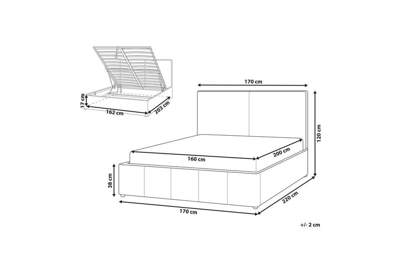 Säng med förvaring Castelnavet - Vit, Svart, 160x200 cm - Möbler - Säng - Sängram & sängstomme