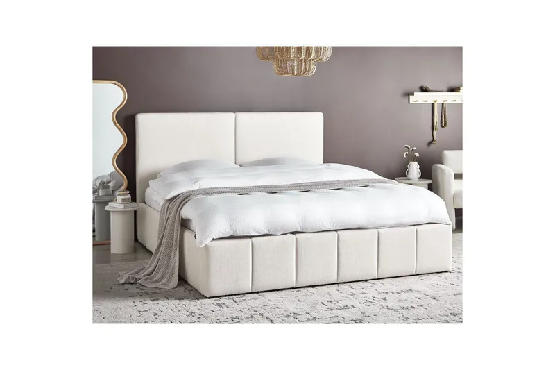 Säng med förvaring Castelnavet - Vit, Svart, 180x200 cm - Möbler - Säng - Sängram & sängstomme