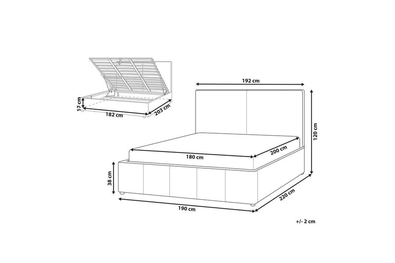 Säng med förvaring Castelnavet - Vit, Svart, 180x200 cm - Möbler - Säng - Sängram & sängstomme