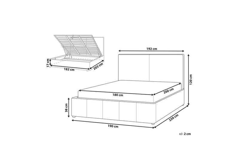 Säng med förvaring Castelnavet - Vit, Svart, 180x200 cm - Möbler - Säng - Sängram & sängstomme