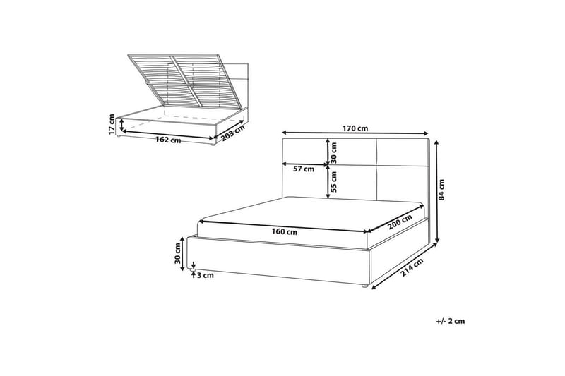 Säng med förvaring Lagord - Off-white, Svart, 160x200 cm - Möbler - Säng - Sängram & sängstomme