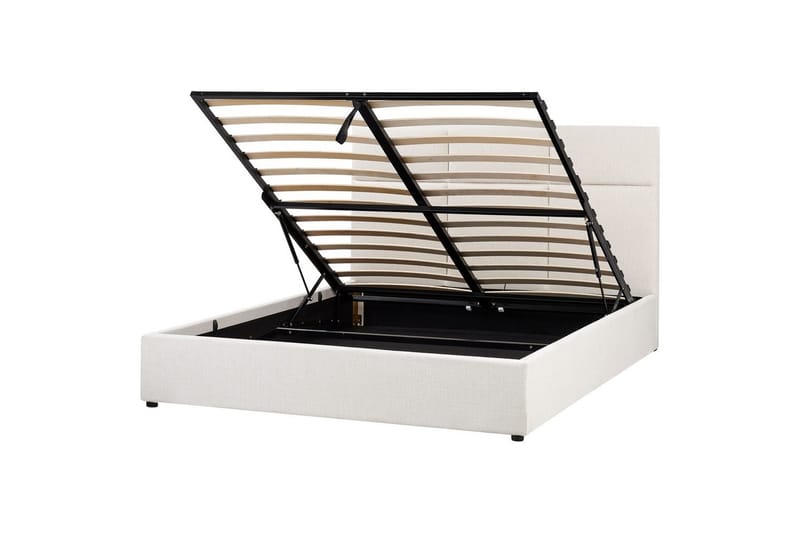 Säng med förvaring Lagord - Off-white, Svart, 160x200 cm - Möbler - Säng - Sängram & sängstomme