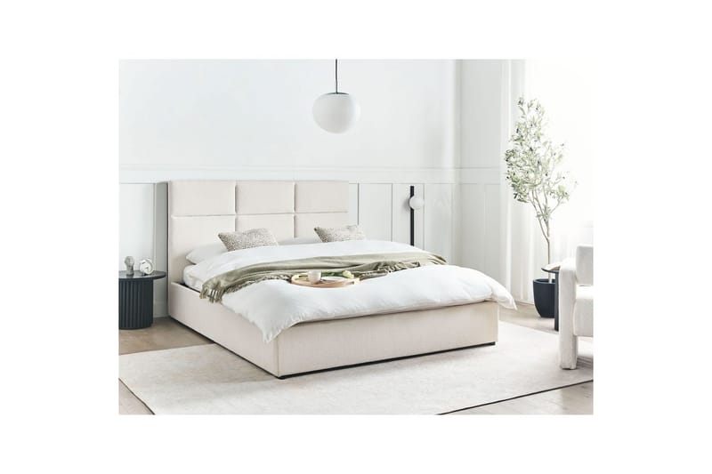 Säng med förvaring Lagord - Off-white, Svart, 160x200 cm - Möbler - Säng - Sängram & sängstomme