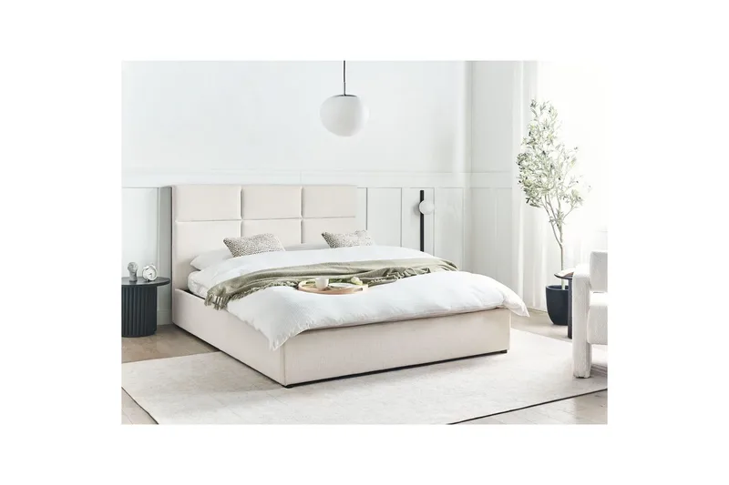 Säng med förvaring Lagord - Off-white, Svart, 160x200 cm - Möbler - Säng - Sängram & sängstomme