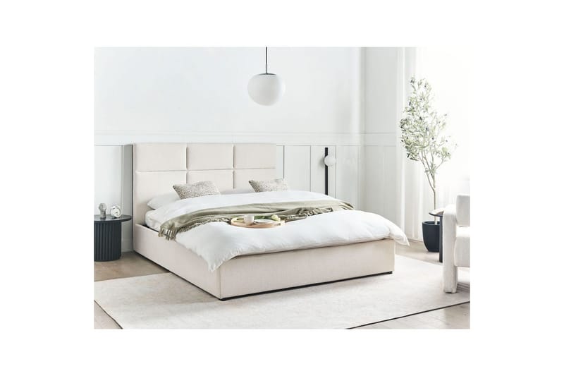 Säng med förvaring Lagord - Off-white, Svart, 160x200 cm - Möbler - Säng - Sängram & sängstomme