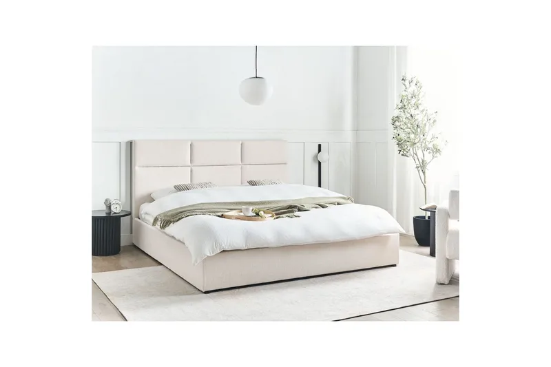 Säng med förvaring Lagord - Off-white, Svart, 180x200 cm - Möbler - Säng - Sängram & sängstomme