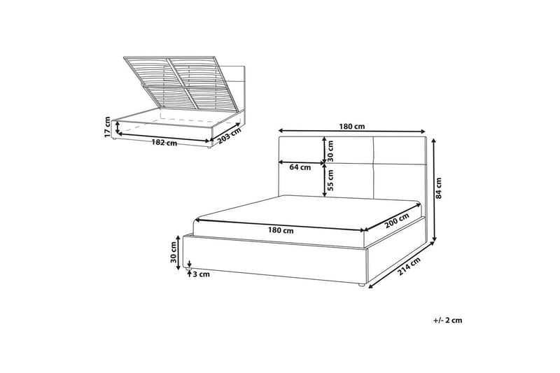 Säng med förvaring Lagord - Off-white, Svart, 180x200 cm - Möbler - Säng - Sängram & sängstomme