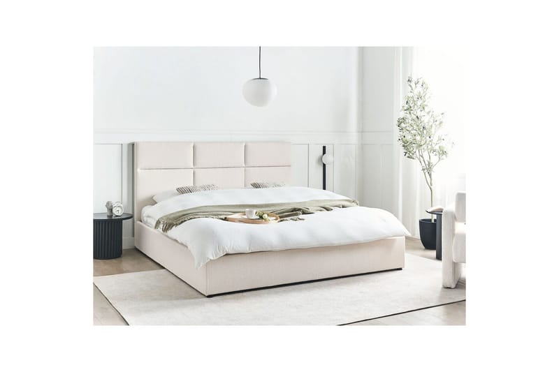 Säng med förvaring Lagord - Off-white, Svart, 180x200 cm - Möbler - Säng - Sängram & sängstomme