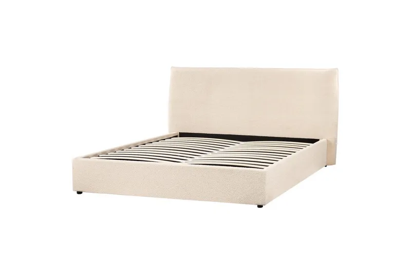 Säng med förvaring Lavaur - Beige/Bouclé, 160x200 cm - Möbler - Säng - Sängram & sängstomme