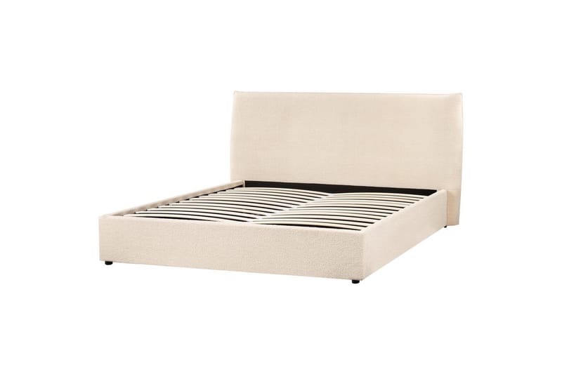 Säng med förvaring Lavaur - Beige/Bouclé, 160x200 cm - Möbler - Säng - Sängram & sängstomme